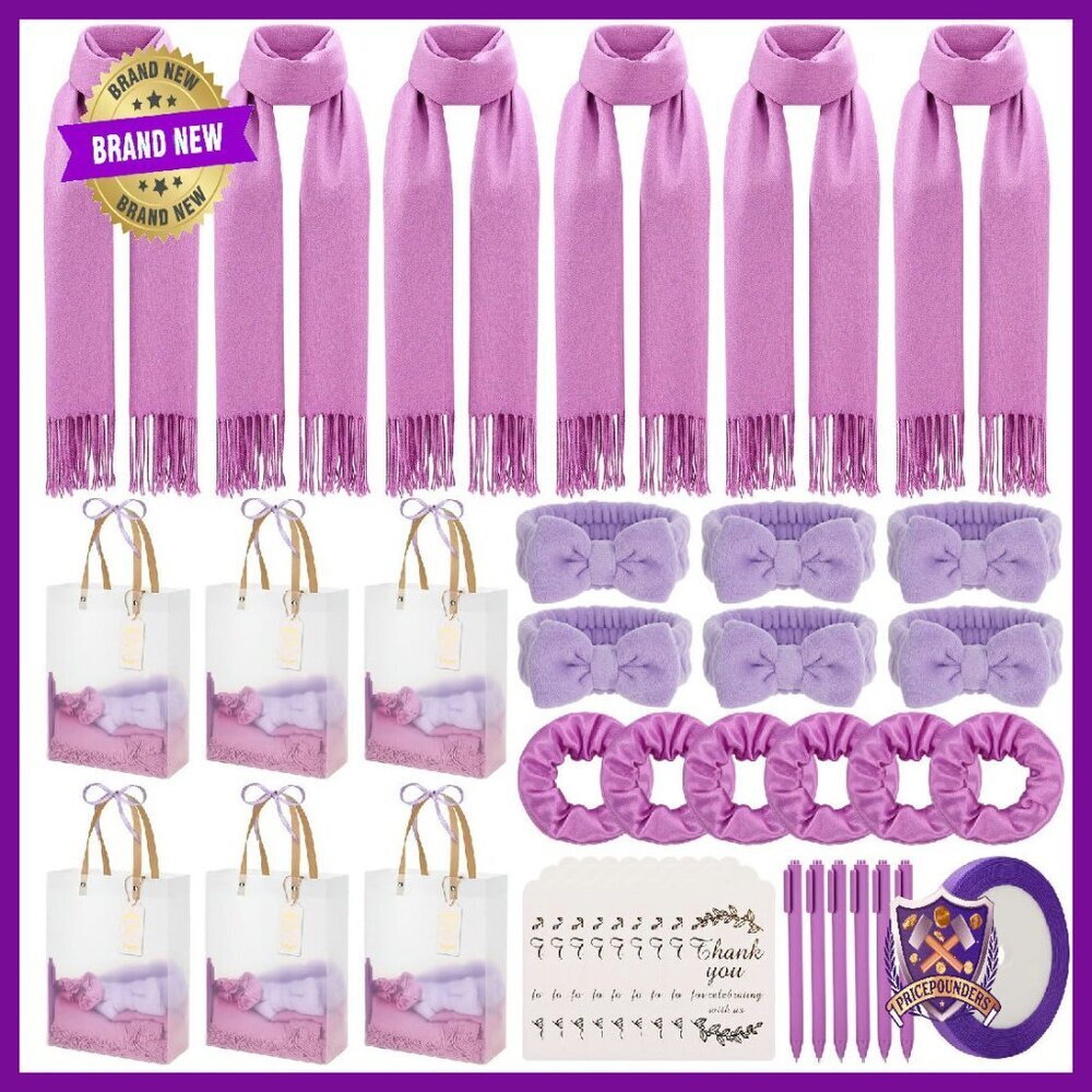 Baby Shower Game Prize Set - 41 Pcs Silk Scarves Hairbands Pens Bags